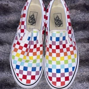 Rainbow color vans// great details, only worn 2x